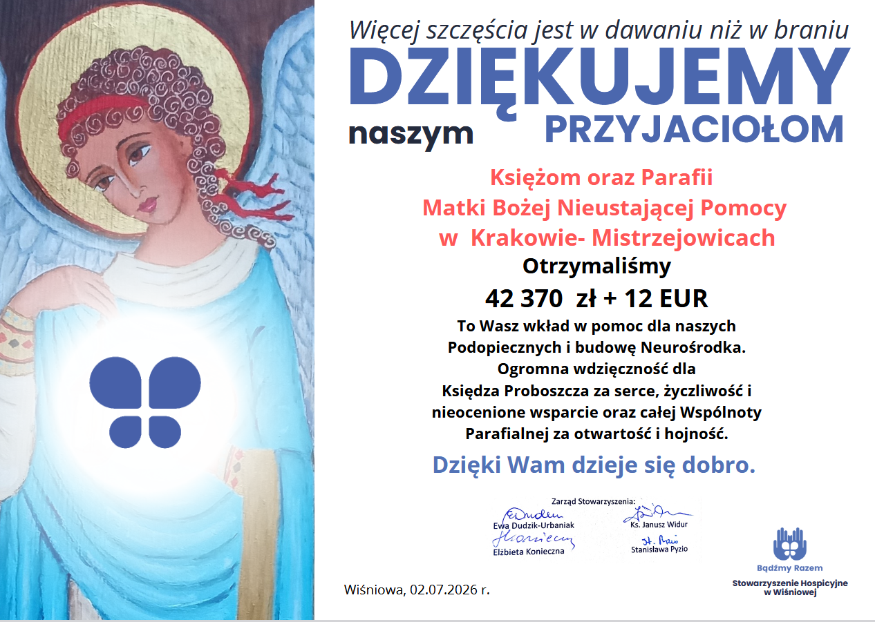 Podziękowania Stowarzyszenia Bądźmy Razem